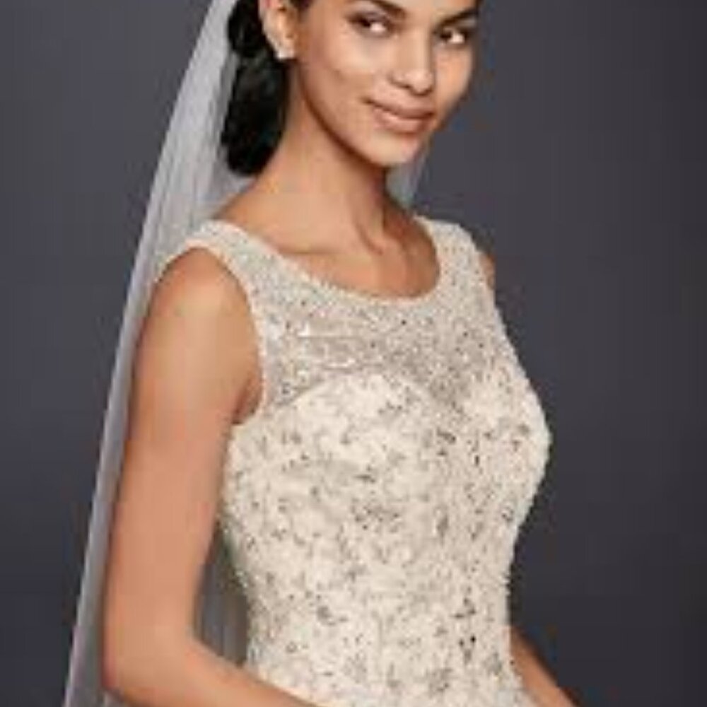 Oleg Cassini Ball Gown Wedding Dress with Beading - Ivory/Cream (Size 8) - Picture 7 of 8